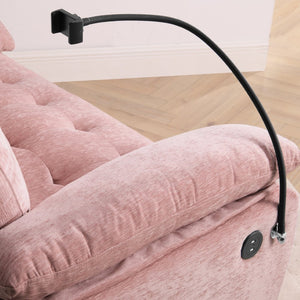 English Elm Leisure Chenille Two Seat Reclining Sofa with Usb Port Storage Ottoman Padded Armrests Pink W487S00519