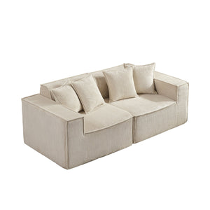 English Elm 78.74" Modular Sectional Sofa with Corduroy Upholstery, High-Density Foam Comfort, Modern Compact Couch W1036S00061