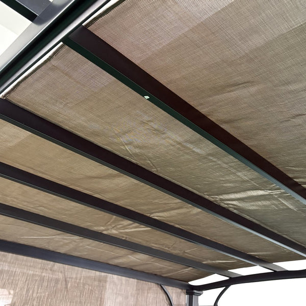 English Elm Outdoor Pergola Sun Shade Cloth 13x7.7ft Brown HDPE Permeable Canopy with Grommets UV Blockade W419P312737