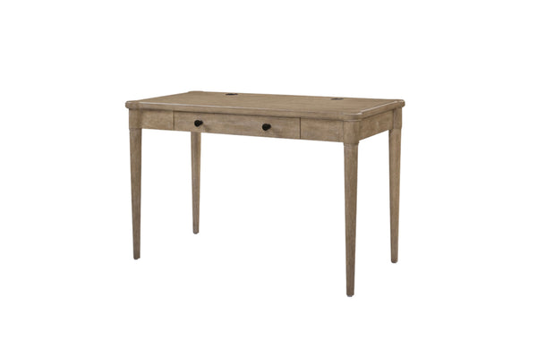English Elm Writing Desk Crafted with Mindy Veneers for Durability, Flip-Down Drawer, Cable Management, Tapered Legs Sand 52 L x 31 W x 8 H B2699P373698