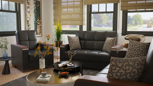 English Elm Primenest Zenaero X Convertible Loveseat With Storage - Sleek Black Pu Design For Small Spaces B030P281777-GIGA