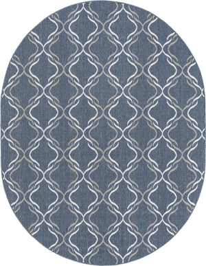 Unique Loom Outdoor Trellis Parmaklik Machine Made Lattice Rug Navy Blue, Ivory/Gray 7' 10" x 10' 0"