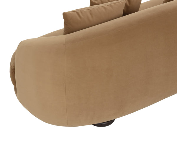 Sunpan VALENTINA Sofa - Plush Kona Camel Upholstered Curved Seating for Modern Living Rooms & Lounges 112346
