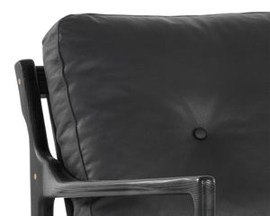 Sunpan Gilmore Lounge Chair - Bold Mid-Century Design with Solid Oak Frame and Luxurious Leather Seatback Black / Black Leather