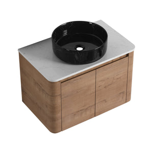 English Elm 30'' Wall-Mounted Bathroom Vanity With Ceramic Sink, Soft-Close Doors & Sleek Modern Design W999S00391