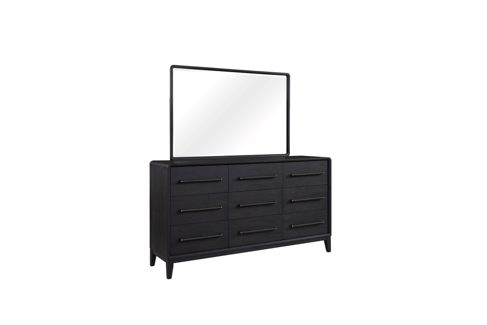 English Elm 9 Drawer Dresser with Felt Top Drawers, Cedar-Lined Bottoms, Jewelry Box & Smooth Side Guides Black 73.75 L x 22.5 W x 38 H B2699P237492