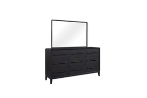English Elm 9 Drawer Dresser with Felt Top Drawers, Cedar-Lined Bottoms, Jewelry Box & Smooth Side Guides Black 73.75 L x 22.5 W x 38 H B2699P237492