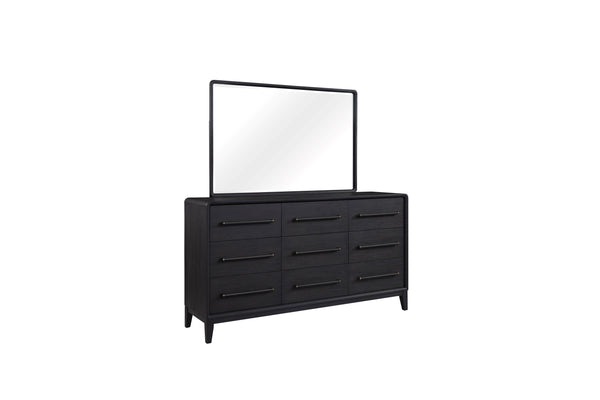 English Elm 9 Drawer Dresser with Felt Top Drawers, Cedar-Lined Bottoms, Jewelry Box & Smooth Side Guides Black 73.75 L x 22.5 W x 38 H B2699P237492