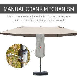 English Elm Outsunny 15' Double-Sided Patio Umbrella With Steel Frame, Easy Crank & Expansive Sun Protection W2225P174247-GIGA