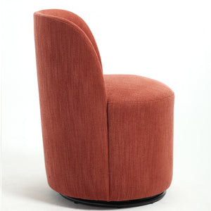English Elm Set Swivel Barrel Accent Chair Armless Linen Upholstered Compact Seat for Dining Vanity Bedroom Orange W3244P454057
