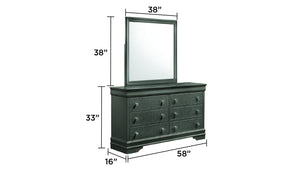 English Elm Blaze Large Modern Wood-Framed Mirror for Bedroom or Dresser — Sleek Clean Lines, Durable Craftsmanship Metallic Grey B009P286643