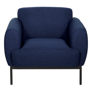 OSP Home Furnishings Delta Commercial Armchair with Sinuous Spring Seat and Black Metal Legs for Lobbies Armchair Navy DTL51-K062