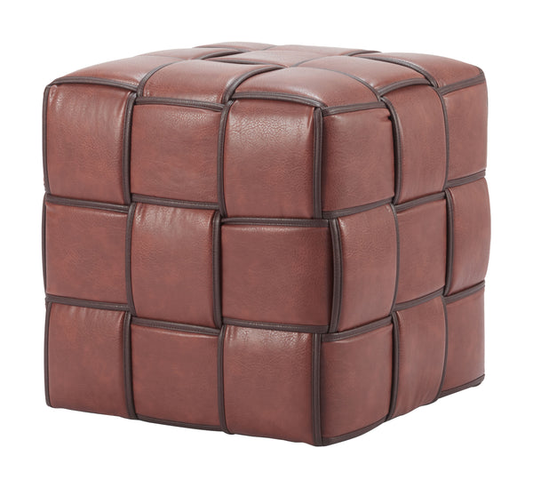 Zuo Modern Zare Ottoman Brown – Chic Faux Leather Design, Durable Construction For Modern Hospitality Spaces Brown 100% Polyurethane,Mdf,100% Polypropylene 110767-zuo-modern