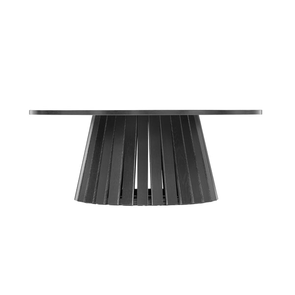 English Elm Layla Round Coffee Table with Slatted Conical Base, Wood Grain Finish, 35.4" Top for Stylish Living Room Decor Black B365P398087