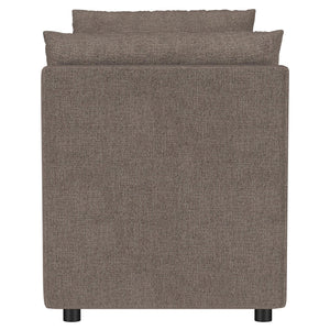 English Elm Isiah Brown Raised Arm Accent Bench with Plush Cushion & Pillows, Backless Modern Upholstered Seating B062P358468