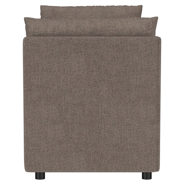 English Elm Isiah Brown Raised Arm Accent Bench with Plush Cushion & Pillows, Backless Modern Upholstered Seating B062P358468