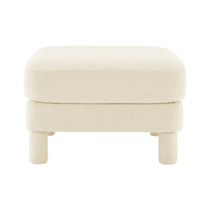 English Elm Lucas Modern Bouclé Ottoman with Wooden Frame, Plush Foam & Coil Support for Stylish Comfort and Durability Beige W3041P337290