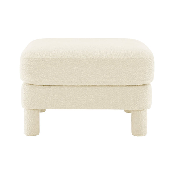 English Elm Lucas Modern Bouclé Ottoman with Wooden Frame, Plush Foam & Coil Support for Stylish Comfort and Durability Beige W3041P337290