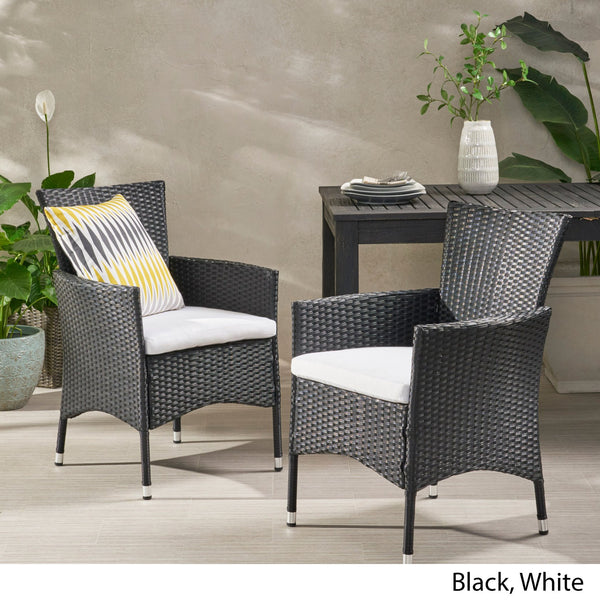 English Elm Christopher Knight Home® - Malta Dining Chair Set Of 2 - Modern Wicker Design, Durable Stainless Steel Frame For Style And Comfort 56447.00ABWHI