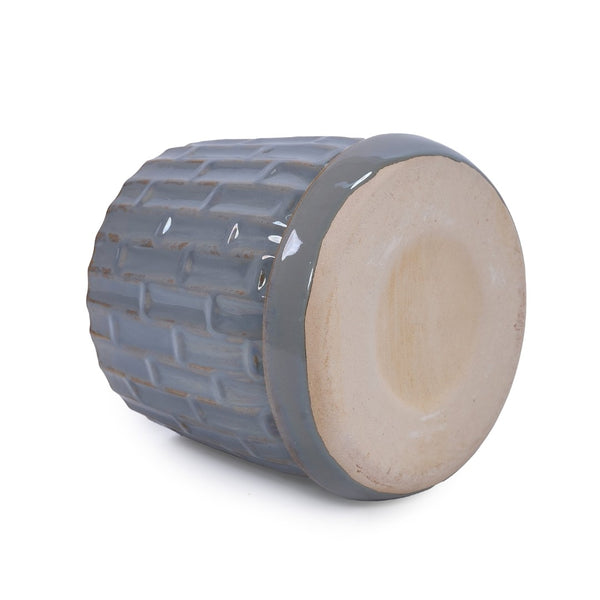 English Elm Set Of 2 Ceramic Flowerpots – Stylish 7" Grey Planters For Modern Home & Garden Decor Essentials W3273P322306-GIGA