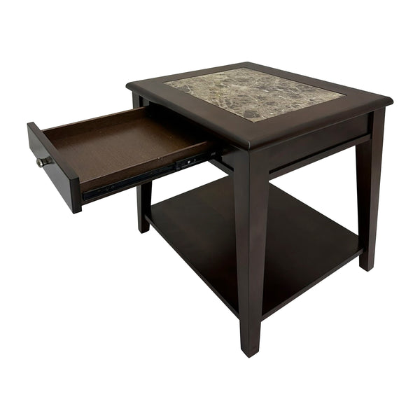 English Elm Classic Cherry Finish Wooden End Table with Drawer & Shelf, 26"x21"x24" Accent Nightstand for Living Room B011P225194