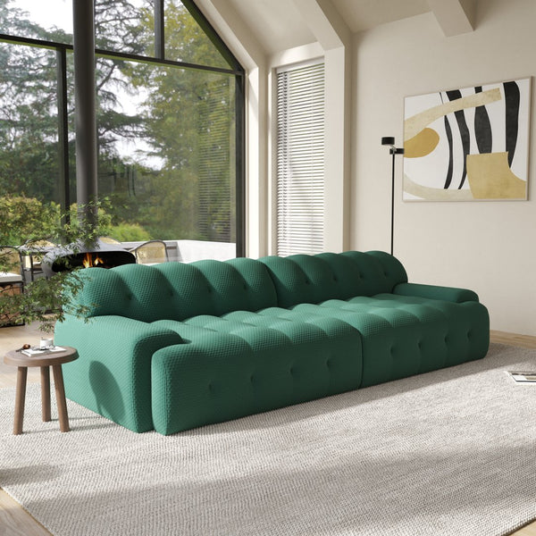 English Elm Bubble Sectional Sofa - Modern 3D-Knitted Loveseat In Green For Stylish Comfort And Relaxation B341S00017