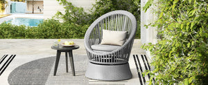 English Elm Christopher Knight Home® - 26.7" Modern Swivel Wicker Lounge Chair with Weather-Resistant PE Rattan, Iron Frame, Plush Cushion Comfort Silver grey N767P237032G