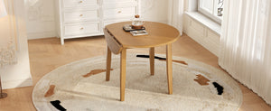 English Elm Extendable Round Dining Table Folding Mdf Top Rubberwood Legs Small Space Apartment Light Brown N752P405933A