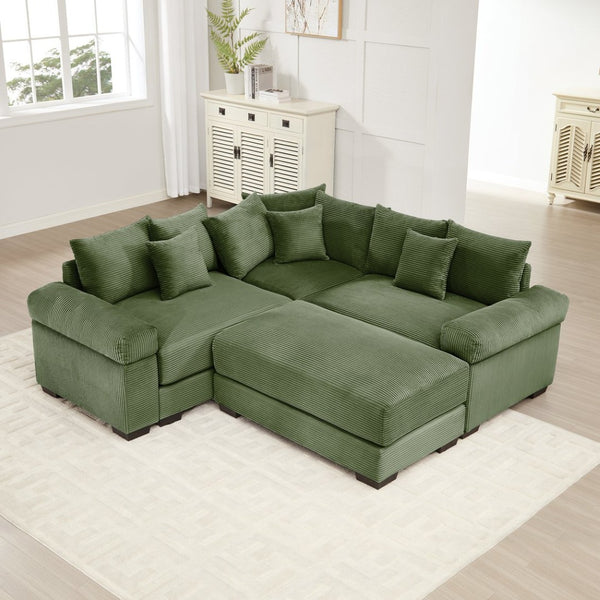 English Elm Oversized Modular Sectional Couch - Ultra-Comfortable Corduroy, Deep Seats & Flexible Design For Living Spaces W714S01339-GIGA