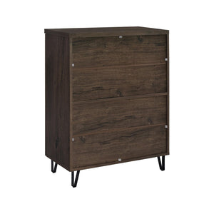 English Elm 2-door Entryway Shoe Cabinet with Slatted Doors Smoked Laminate Finish and Metal Legs Oak,Smoke B016P473427