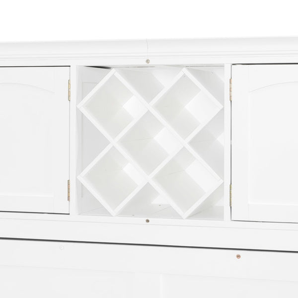English Elm Queen Murphy Wall Bed with Storage Cabinets and Wine Rack for Small Space Living White LP000879AAK-1