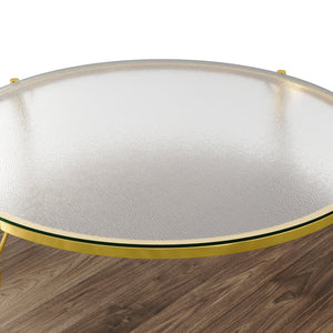 English Elm Modern 47.2" Rectangular Coffee Table with Sleek Black Top, Gold Metal Base and Four Drawers for Stylish Storage and Durable Contemporary Living Room Furniture Gold+Glass,Walnut N735P350390D