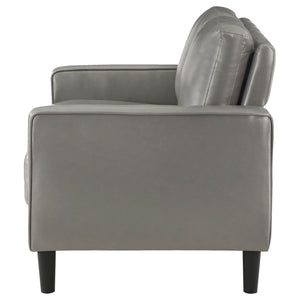 English Elm Farallone Faux Leather Upholstered Track Arm Loveseat with Tapered Legs, Sleek Contemporary Design and Comfort Grey B062P299957