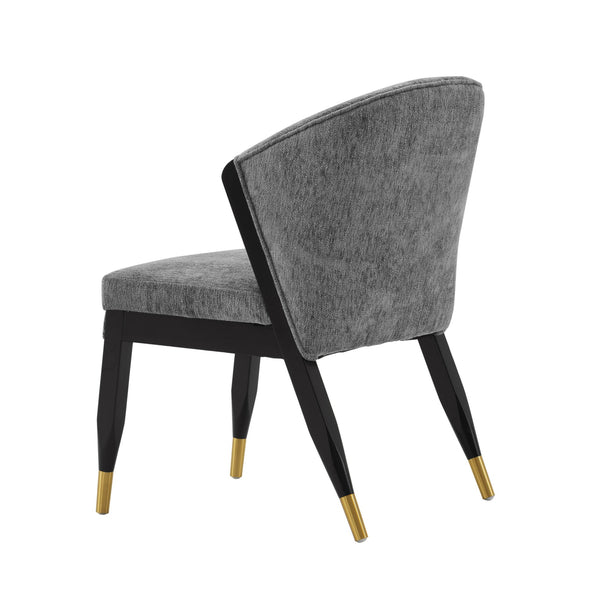 English Elm Ola Wood Chenille Dining Chair with Elm Frame and Brushed Gold Tips, Luxurious Foam Seat, 330lb Capacity Grey B365P397689
