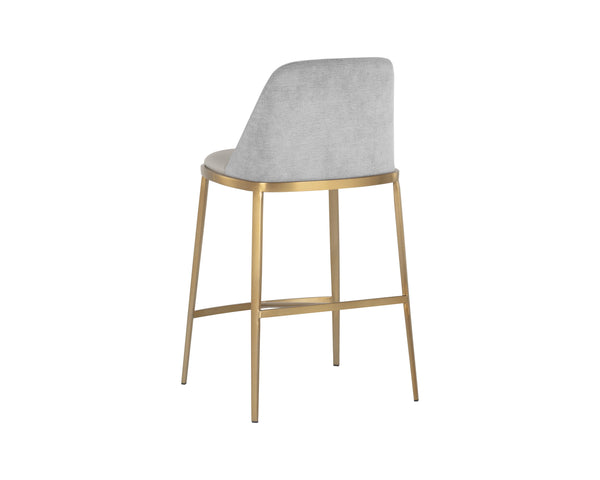 Sunpan Dover Luxurious Faux Leather Barstool with Sleek Brushed Gold Steel Legs for Contemporary Spaces Napa Stone / Polo Club Stone