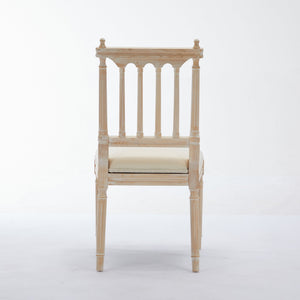 English Elm Antique Linen Upholstered Dining Chairs Set of 2 — Soft Sponge Cushions, Slatted Back, Sturdy Legs (2) W1622P234025