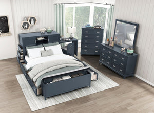 English Elm Navy Six Drawer Wooden Dresser with Dovetail Joinery and Nickel Pulls for Bedroom B011P462895