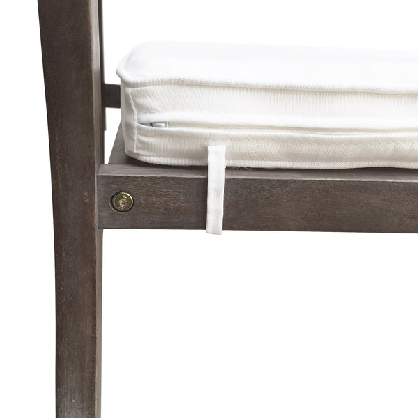 English Elm U_Style Acacia Wood Outdoor Dining Set for Patio and Backyard - 6 Chairs, Beige Cushions, Durable Gray WY000446AAE