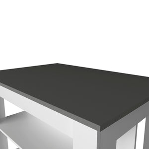 English Elm Aztec Melamine Kitchen Island with Open Storage, Grey & White Finish, 3 Shelves, Compact Stylish Hub B128P237160