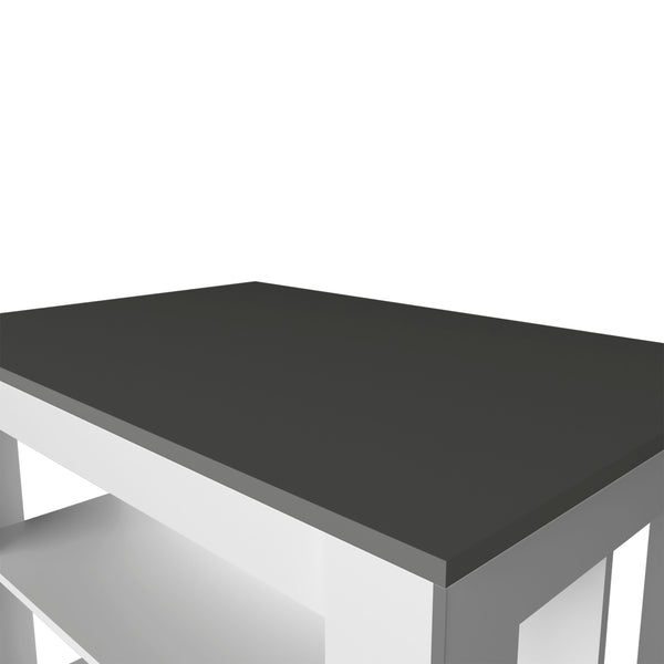 English Elm Aztec Melamine Kitchen Island with Open Storage, Grey & White Finish, 3 Shelves, Compact Stylish Hub B128P237160