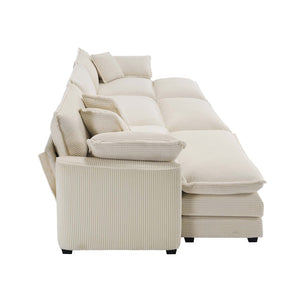 English Elm Oversized Modular Cushioned Sofa Set With 3 Ottomans - Versatile Sleeper Bed For Stylish Spaces W714S00779-GIGA