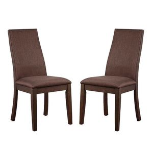 English Elm Set Of 2 Fabric Upholstered Dining Chairs In Rich Chocolate With Espresso Wood Frame Design B016P223109-GIGA