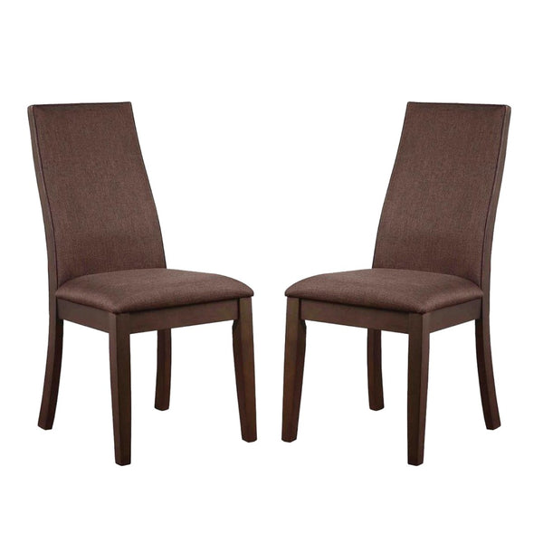 English Elm Set Of 2 Fabric Upholstered Dining Chairs In Rich Chocolate With Espresso Wood Frame Design B016P223109-GIGA