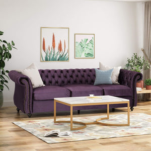 Christopher Knight Home® - Noble House - - Luxurious 3-Seater Purple Velvet Sofa, Featuring A Classic Design With Modern Elegance, Perfect For Adding Sophistication And Style To Any Living Room, Plush Comfort And Durable Craftsmanship