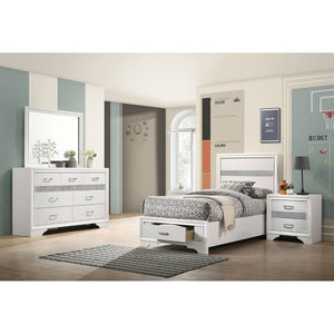 English Elm Annie Glam Twin Storage Bed Set with Crystal Hardware Glitter Panels and Jewelry Drawers B062S01606