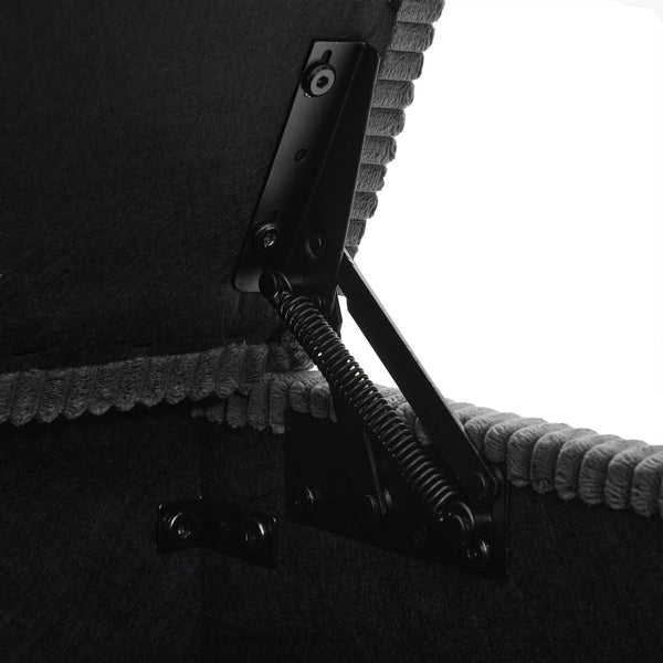 English Elm UNITED Corduroy L-Shaped Sectional Sofa with Storage Ottoman, USB Ports, Cup Holders & LED Lighting Dark Gray W1568P332407