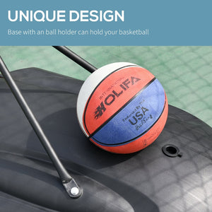 English Elm Soozier Portable Basketball Goal Steel Frame Adjustable Height Backboard with Wheels W2225P217773