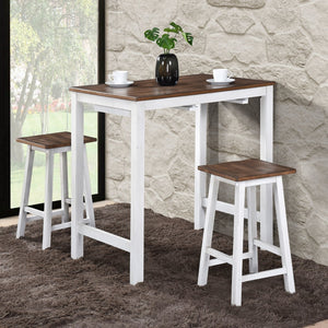 English Elm [3-Piece] Rustic Dark Oak Counter Height Dining Set With 2 Space-Saving Stools – Easy Assembly & Clean W2537P211106-GIGA