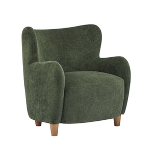 English Elm Christopher Knight Home® - Lucia Velvet Wingback Armchair with Pocket Spring Cushion, Mid-Century Birch Legs, Luxe Comfort Olive Green,Teak 31.5 L x 30.75 W x 30.5 H N776P205426G