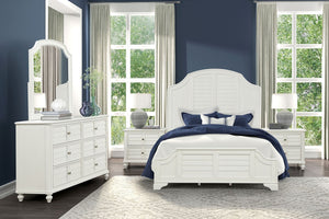 English Elm Coastal Antique White Nightstand Solid Rubberwood Two Drawers Dovetail Bedroom B2741P435892